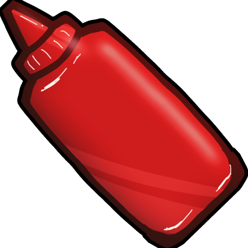 a red ketchup bottle.